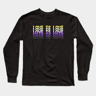 Vintage Retro Love is Love Nonbinary Stacked Letters NB Enby Pride Flag Long Sleeve T-Shirt